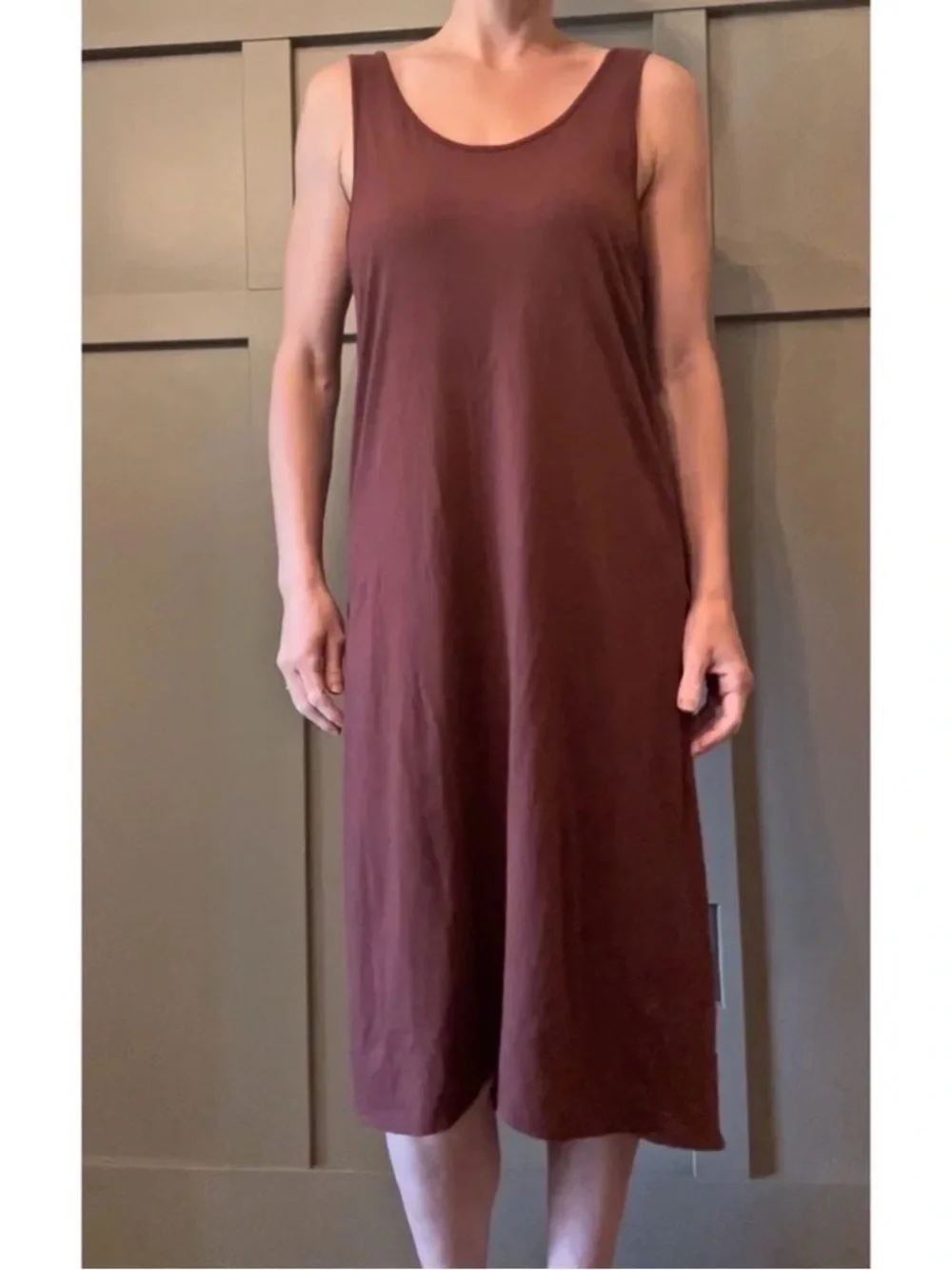 Prana Everly Tank Dress in Raisin Organic Cotton Jersey Size Small
